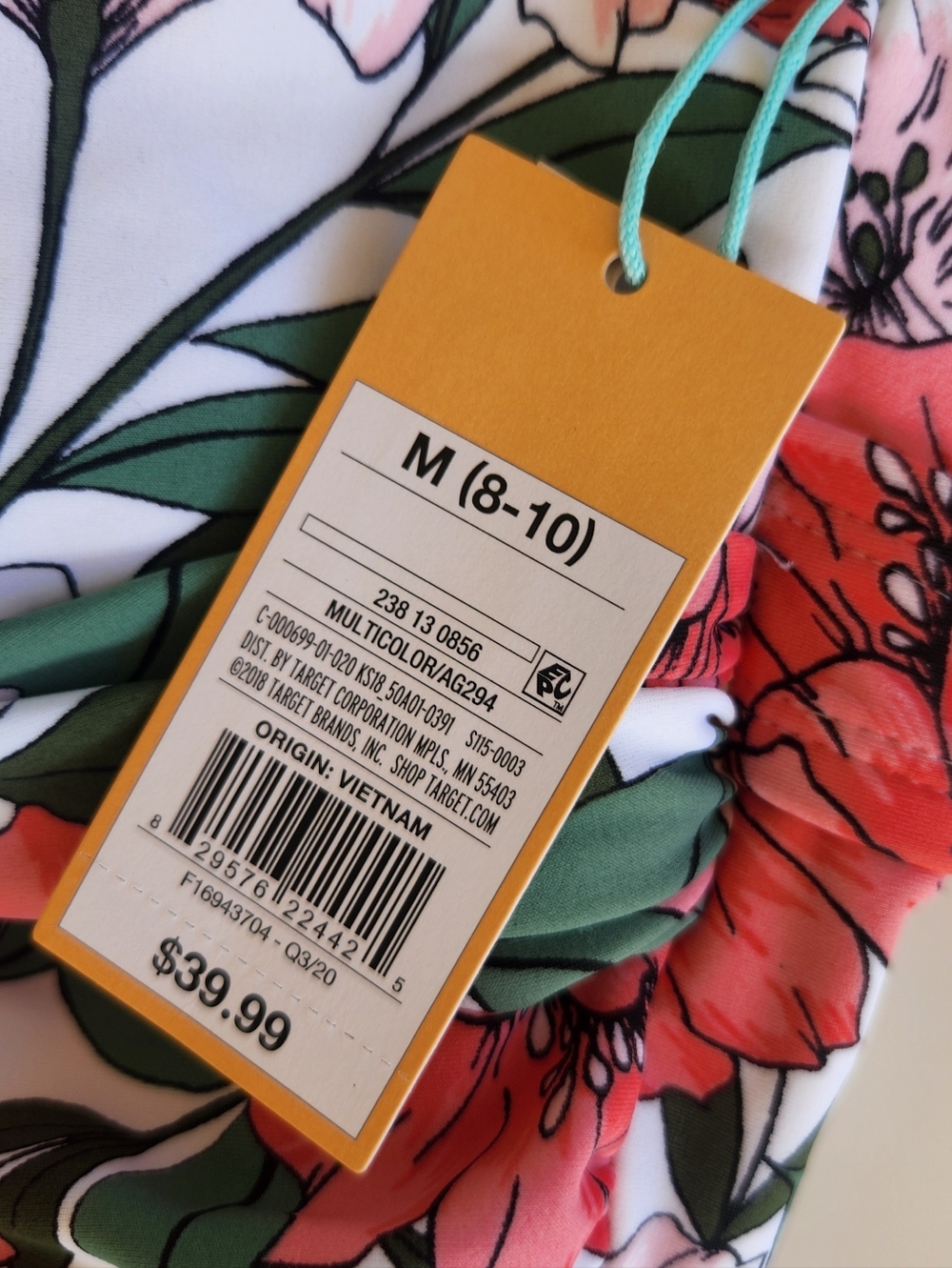 Kona Sol Twist Front One-Piece Swimsuit, Pink Coral White, NWT, Size M (8-10) - Picture 2 of 5
